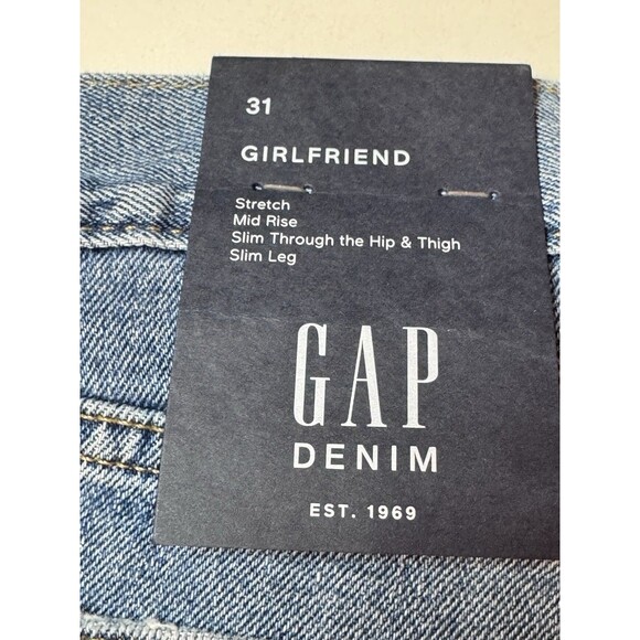 NEW Gap Girlfriend Jeans Cropped Mid Rise Stretch Denim Size 31 - Picture 8 of 11